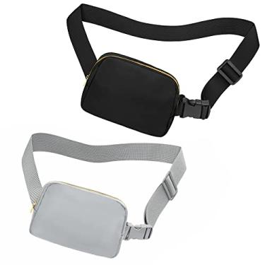 Imagem de jealkip Pochete transversal para mulheres e homens, bolsa de cinto para caminhadas com alça ajustável, bolsa casual para celular, bolsa de cintura para corrida, treino, esportes, viagens, Preto +