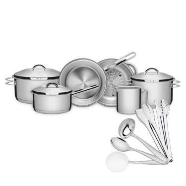 Imagem de Jogo de Panelas Solar e Utesílios 13pçs em Aço Inox Tramontina