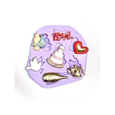 Imagem de Confeitaria dos moldes, F1079 MOLDE DE SILICONE NAMORADOS CASAMENTO NOIVOS CONFEITARIA BISCUIT
