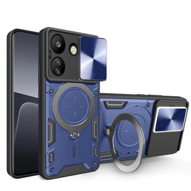 Imagem de Elubugod Capa compatível com Xiaomi Poco C65 4G, com capa de lente de câmera deslizante compatível com Xiaomi Redmi 13C 4G 23100RN82L 23106RN0DA 22126RN91Y capa azul