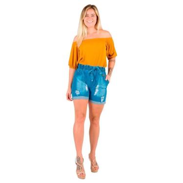 Imagem de Shorts Clochard Jeans com Bolsos Feminino Cintura Alta Catwalk Jeans-Feminino