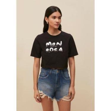 Imagem de T-SHIRT DECOTE REDONDO BORDADA PRETA REF: 10001700481 000010 MORENA ROSA-Feminino