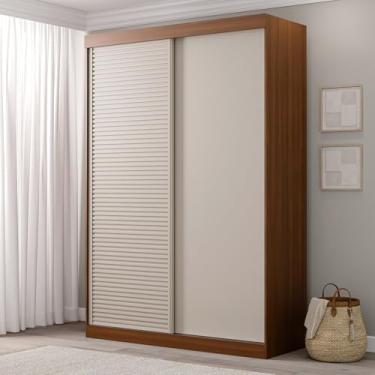 Imagem de Guarda-roupa Solteiro 2 Portas 1 Porta Ripada Samambaia Cabecasa Freijó/Off White