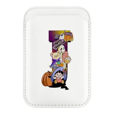 Imagem de WALLFID Carteira de couro Magsafe de Halloween compatível com iPhone 15/14/13/12 Plus/Pro/Max, porta-cartões com RFID, design da série alfabeto (J)