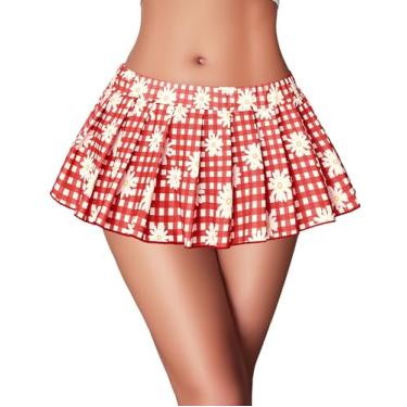 Imagem de Avidlove Lingerie feminina sexy plissada com babados, mini saia para estudante, Margarida xadrez vermelha, GG