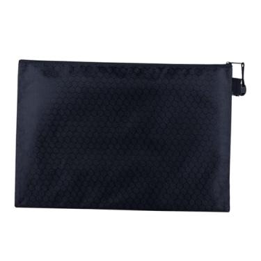 Imagem de harayaa Bolsa com zíper B5 Envelopes Organizador de recibos Durável Bolsa de documentos de grande capacidade Pasta com zíper para viagens de negócios e casa, preto