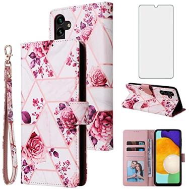 Imagem de Asuwish Capa carteira compatível com Samsung Galaxy A13 5G e protetor de tela de vidro temperado de couro com suporte para cartão e suporte para celular Gaxaly A13 G5 Galaxies 13A SM A136U ouro rosa