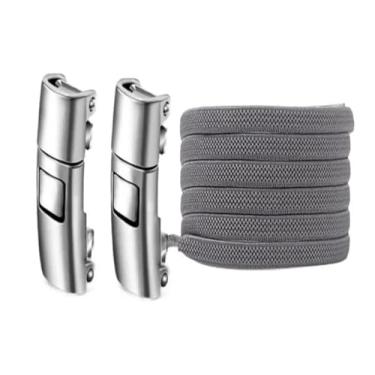 Imagem de Press Lock Shoelaces Without Ties Elastic Laces Sneaker 8MM Widened Flat No Tie Shoe Laces Kids Adult Shoelace For Shoes(Dark grey)