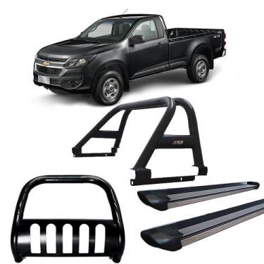 Imagem de Kit Quebra Mato Santo Antônio Estribo Personalizado S10 12/20 CS Preto