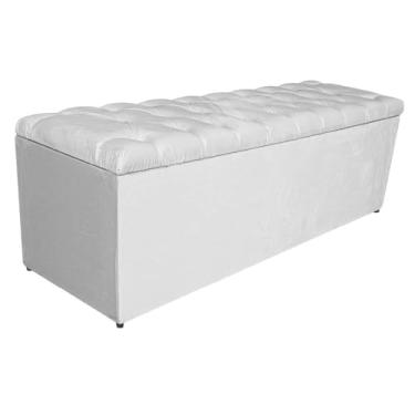 Imagem de Calçadeira Estofada Liverpool 160 cm Queen Size Suede Branco - Amarena Móveis