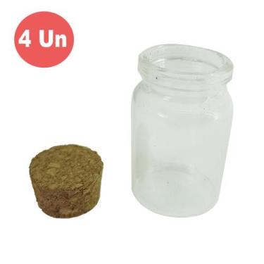 Imagem de Kit de 4 Mini Garrafinhas de Vidro Transparente Redonda 3cm - Aliança
