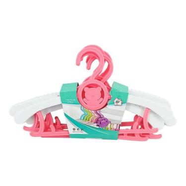Imagem de Cabide Plástico para Roupas Infantis 5 Peças Cores Sortidas - Aliança