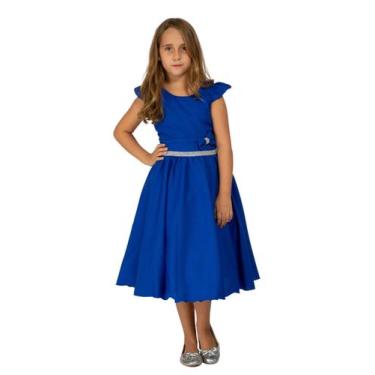 Imagem de Vestido Casual Azul Royal Infantil Crepe Festa Casamento Top - JL Kids