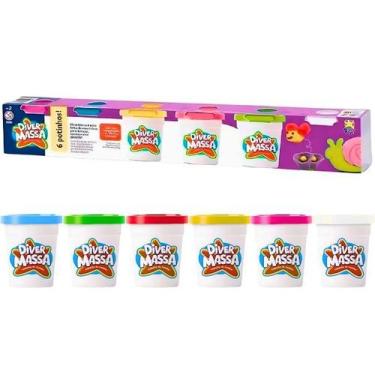 Imagem de Massinha Kit Com 6 Potinhos Sortidos Diver Massa DiverToys, Colorido