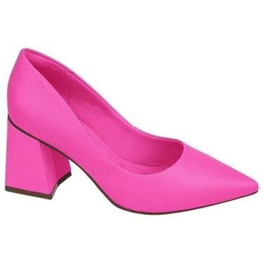 Imagem de Scarpin Feminino Salto Geométrico Napa Pink Vibrante Bebecê T7037-365