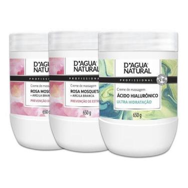 Imagem de 2x Creme De Massagem Rosa Mosqueta 650g + 1 Hialuronico - D'AGUA NATUR