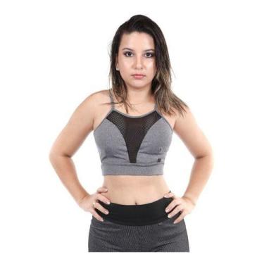 Imagem de Kit 5 Top Com Bojo Fitness Suplex Treino Mescla Atacado - Rigafi Fashi