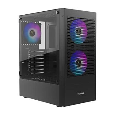 Imagem de ZEUS GAMDIAS Capa RGB Gaming ATX Mid Tower Computador PC com painel lateral de vidro temperado e um filtro magnético de poeira e 3 ventiladores ARGB integrados de 120 mm
