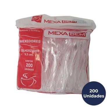 Imagem de Mexedor de cafe colherinha cristal 9,5cm mexabem pacote com 200