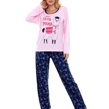 Imagem de Pijama Longo Lhama Poliviscose NVD 640, Rosa, G
