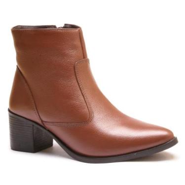 Imagem de Bota Feminina Couro Cano Curto Bico Fino Salto Moderna - Venetto, 39, 