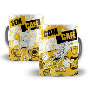 Imagem de Caneca Lumière A bela e a fera Com Café Sem Café Porcelana - Tio da Ca