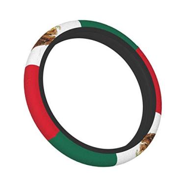 Imagem de Capas de volante universais com bandeira mexicana, capa elástica para roda de carro, acessórios antiderrapantes para carro para homens e mulheres