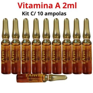 Imagem de Tratamento Capilar Vitamina A Arovitel 2ml Kit C/ 10 Ampolas