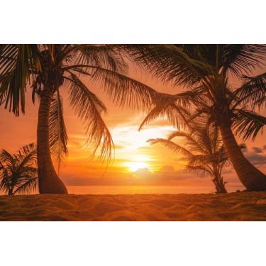 Imagem de Painel de Lona Praia Por do Sol Coqueiros Duo - Fabrika de Festa, 300x