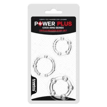 Imagem de Kit Anel Peniano Power Plus Triple Beaded - Lovetoy, Transparente