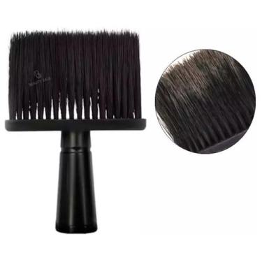 Imagem de Espanador Barbeiro Cabeleireiro Preto Cerdas Macias Com Cabo - Beauty 