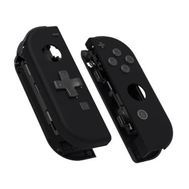 Imagem de eXtremeRate Capa de controle portátil Joycon preta macia (versão D-Pad) com botões de conjunto completo, capa de substituição DIY para Nintendo Switch e Switch Oled Joy-Con – Capa de console não