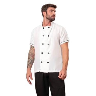 Imagem de Dolma Chef Masculina Manga Curta Branco Emerald - Gardenia Jalecos, GG