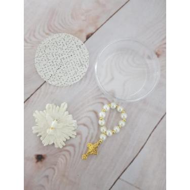 Imagem de Lembrancinhas para montar 10 latinhas acrílico 5x2 + 10 mini terços + 