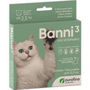 Imagem de Antipulgas Ourofino Banni 3 Gatos Até 2,5kg - 1 Flaconete - Ouro Fino