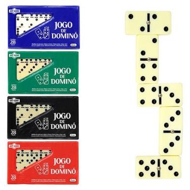 Imagem de Jogo De Domino De Osso Profissional Estojo Com 28 peças Cor Variada - 