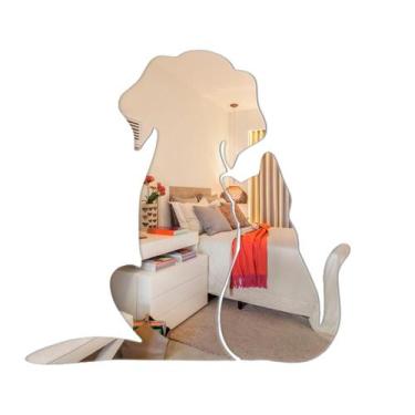 Imagem de Espelho Cachorro Gato Pet Shop Acrílico Decoração para Quarto, Sala, V