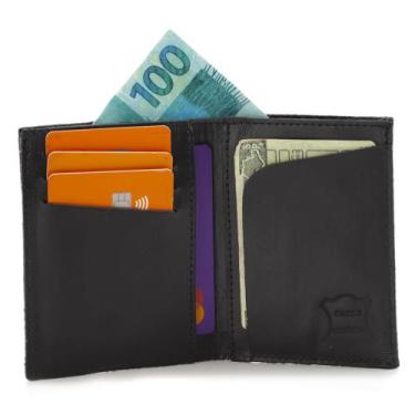 Imagem de Carteira Porta Cartão Masculina Couro para Documentos Dinheiro CNH  - 
