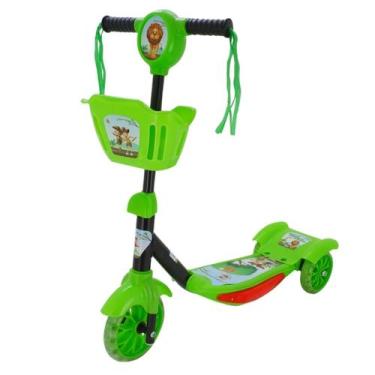 Imagem de Patinete infantil cestinha luz aventura na floresta verde - Mimo Style