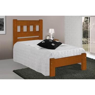 Imagem de Cama de Solteiro Marrocos de Madeira Maciça Angelim Pedra/Tauari - Cor Mel