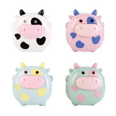 Imagem de 4 apontadores de lápis fofos de desenho animado de vaca apontadores de lápis pequenos apontadores de lápis manuais Kawaii, PVC, artigos de papelaria, material de escritório escolar (4 peças de vaca)