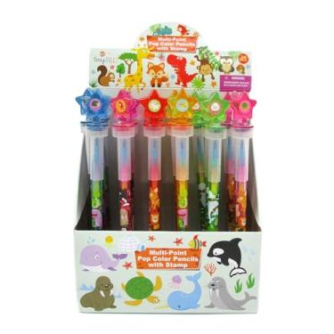 Imagem de TINYMILLS 24 peças de giz de cera empilhável 2 em 1 com estampa extra, lembrancinhas de festa infantil, sacos de brindes, recompensas de sala de aula, prêmios