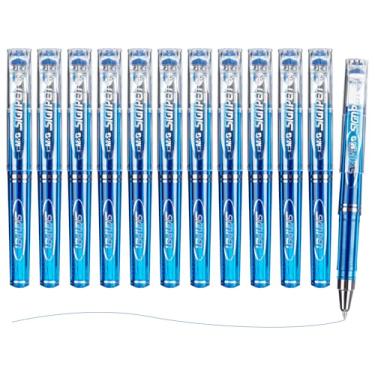 Imagem de M&G Mini canetas de gel, canetas de gel de tinta azul ponta fina de 0,5 mm, lindas canetas de gel roller ball a granel, caneta de secagem rápida, escrita suave com aderência antiderrapante e capa