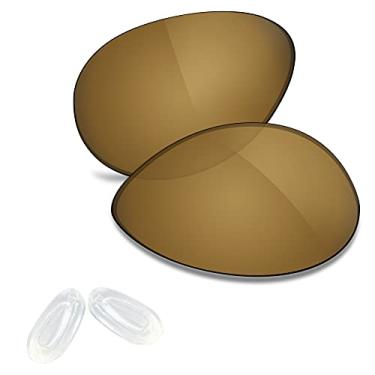 Imagem de TRUSHELL Lentes de reposição polarizadas | Protetor de nariz para óculos de sol Oakley Elmont M Bronze Gold - Polarizado