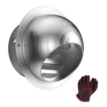 Imagem de Tampa de ventilação do secador de aço inoxidável 304 de 10 cm para uso externo de parede redonda exaustor externo tampa de ventilação de parede tomada à prova de chuva para casa e garagem com um par