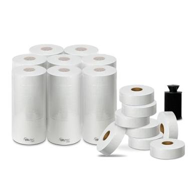 Imagem de Etiquetas brancas para Monarch Paxar 1131 Pistola de preço de uma linha, 1 estojo, 8 mangas, 64 rolos com marcação de preço com 8 rolos de tinta