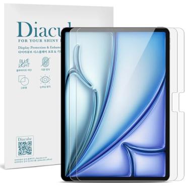Imagem de Diacube Pacote com 2 protetores de tela PET 6H com revestimento de vidro para iPad Air 11 polegadas M2 2024, HD transparente, compatível com rosto e Apple Pencil, antiluz azul, inquebrável, fácil
