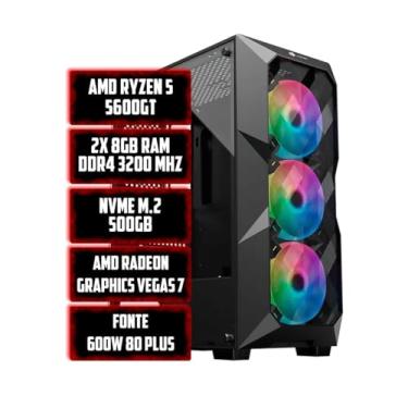 Imagem de PC Gamer LEX AMD Ryzen 5 5600GT, Placa-Mãe A520M, 16GB DDR4 3200MHz, NVME 500GB, Fonte 600W 80 Plus, Gabinete 3 Ventoinhas RGB