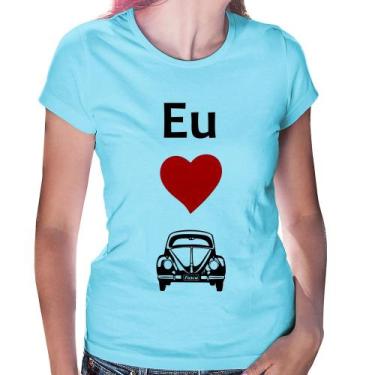 Imagem de Baby Look Eu amo fusca - Foca na Moda, Azul bebê, P