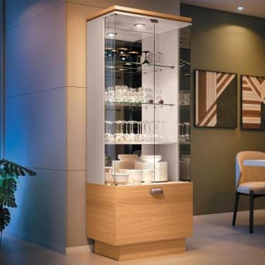 Imagem de Cristaleira de Vidro com Espelho Aura Off White/Cinamomo - HB Móveis, 